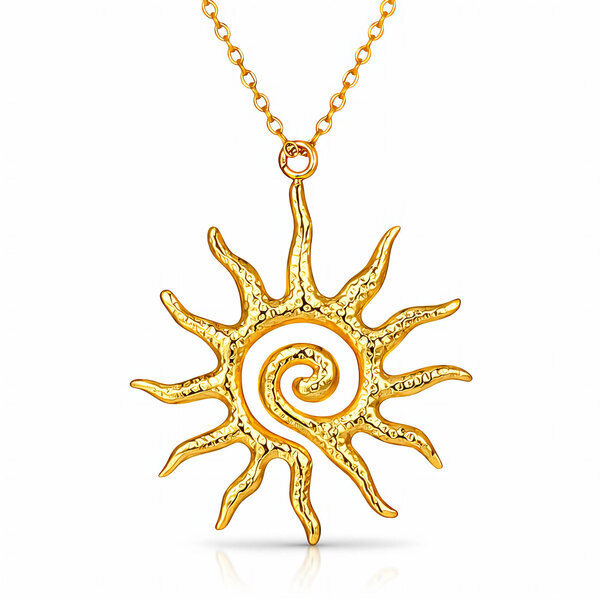 "Sun" Necklace, 18K Gold Plated Steel