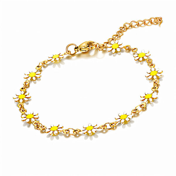 "Flower Meadow" Bracelet, 18K Gold Plated Steel