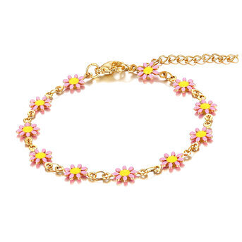 "Flower Meadow" Bracelet, 18K Gold Plated Steel
