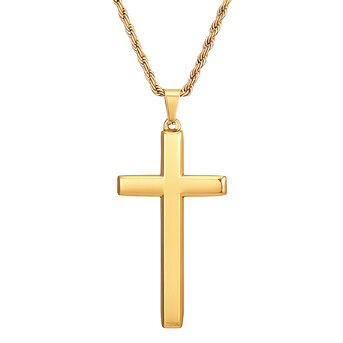 "Cross" Necklace, 18K Gold Plated Steel