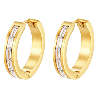Earrings, 18K Gold Plated Steel