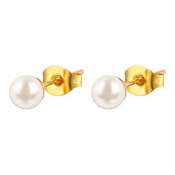 Earrings, 18K Gold Plated Steel