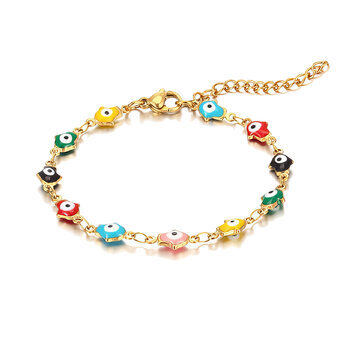 "Evil Eyes" Bracelet, 18K Gold Plated Steel