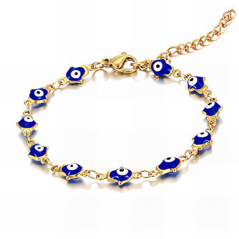 "Evil Eyes" Bracelet, 18K Gold Plated Steel