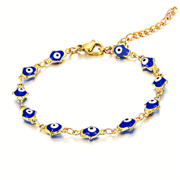 "Evil Eyes" Bracelet, 18K Gold Plated Steel