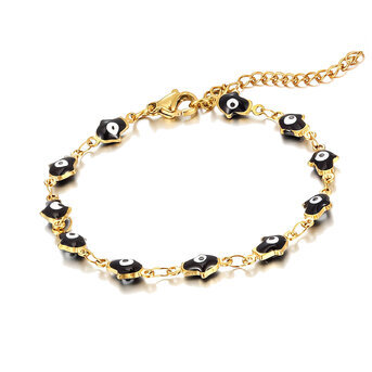 "Evil Eyes" Bracelet, 18K Gold Plated Steel