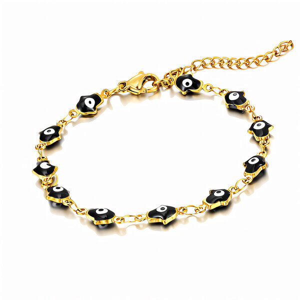 "Evil Eyes" Bracelet, 18K Gold Plated Steel