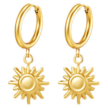 "Suns" Earrings, 18K Gold Plated Steel