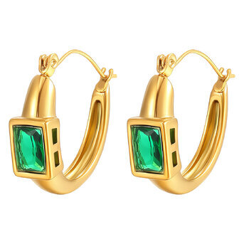 Earrings, 18K Gold Plated Steel
