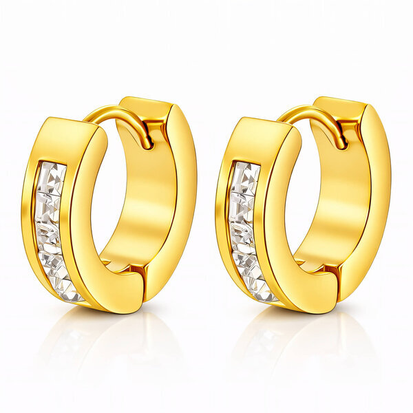 Earrings, 18K Gold Plated Steel