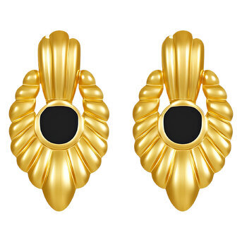 Earrings, 18K Gold Plated Steel