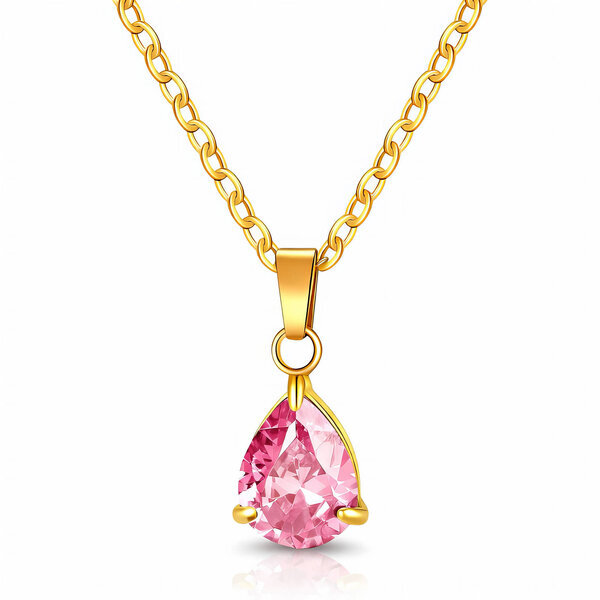 "Teardrop" Necklace, 18K Gold Plated Steel