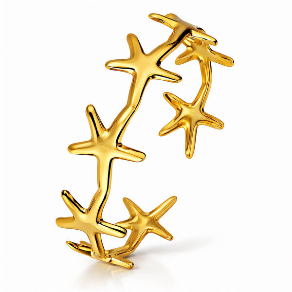 "Starfishes" Bracelet, 18K Gold Plated Steel