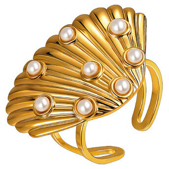 "Seashell" Ring, 18K Gold Plated Steel
