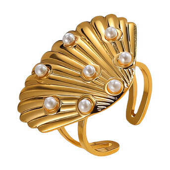 "Seashell" Ring, 18K Gold Plated Steel
