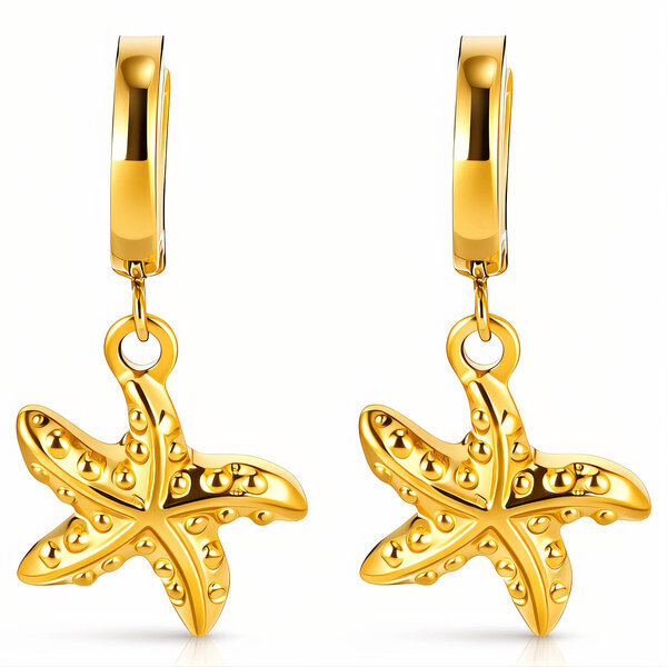 "Starfishes" Earrings, 18K Gold Plated Steel