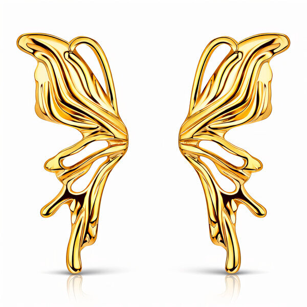 "Butterfly" Earrings, 18K Gold Plated Steel