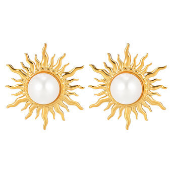 "Suns" Earrings, 18K Gold Plated Steel