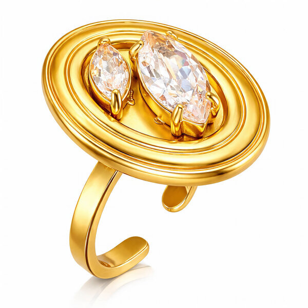 Ring, 18K Gold Plated Steel