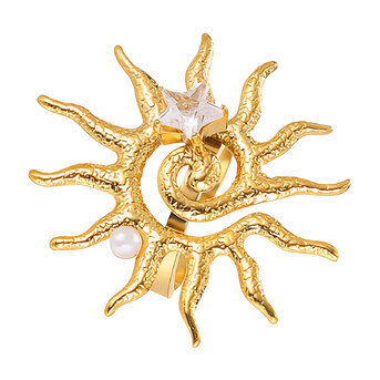 "Sun" Ring, 18K Gold Plated Steel