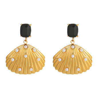 "Seashells" Earrings, 18K Gold Plated Steel
