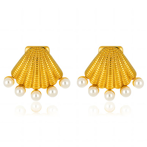 "Seashells" Earrings, 18K Gold Plated Steel