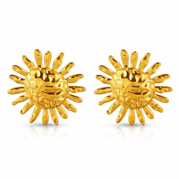"Suns" Earrings, 18K Gold Plated Steel