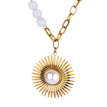 "Flower" Necklace, 18K Gold Plated Steel