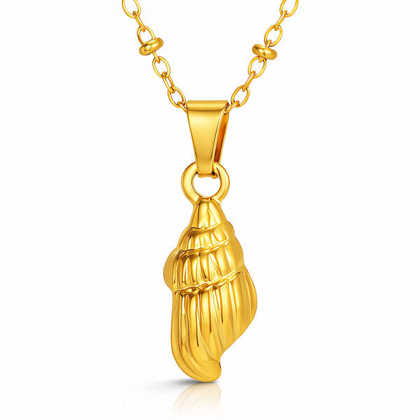 "Seashell" Necklace, 18K Gold Plated Steel
