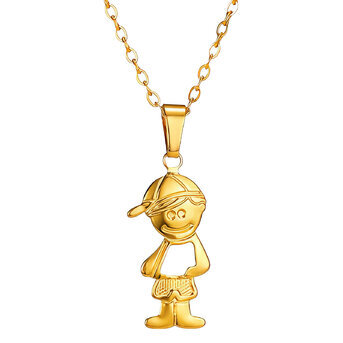 "Boy" Necklace, 18K Gold Plated Steel