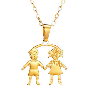 "Children" Necklace, 18K Gold Plated Steel