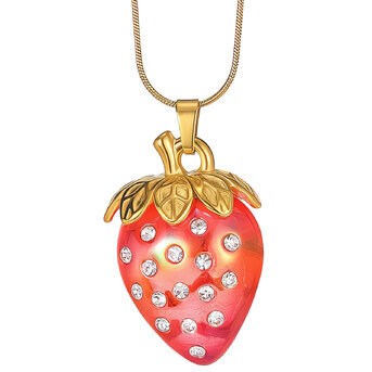 "Strawberry" Necklace, 18K Gold Plated Steel