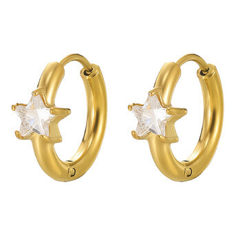 "Stars" Earrings, 18K Gold Plated Steel
