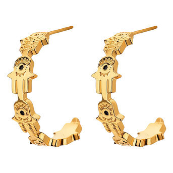 "Evil Eyes" Earrings, 18K Gold Plated Steel