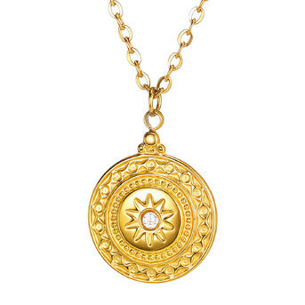 "Sun" Necklace, 18K Gold Plated Steel