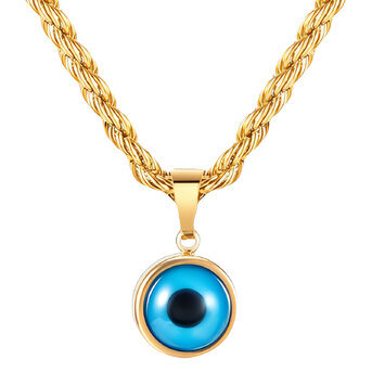 "Evil Eye" Necklace, 18K Gold Plated Steel