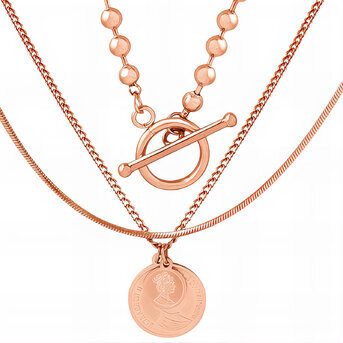 "Coins" Necklace, 18K Gold Plated Steel