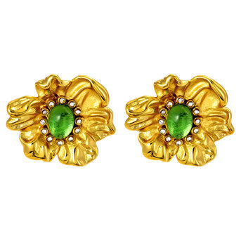 "Flowers" Earrings, 18K Gold Plated Steel