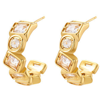 Earrings, 18K Gold Plated Steel