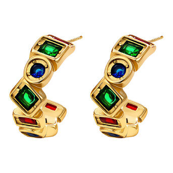 Earrings, 18K Gold Plated Steel