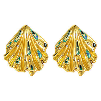 Earrings, 18K Gold Plated Steel