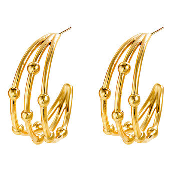 Earrings, 18K Gold Plated Steel