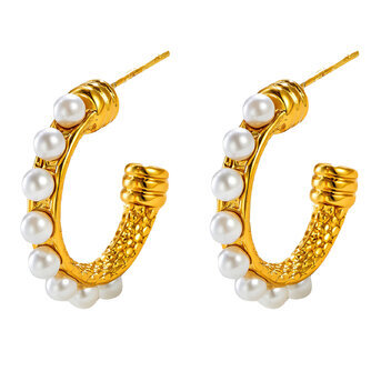 Earrings, 18K Gold Plated Steel