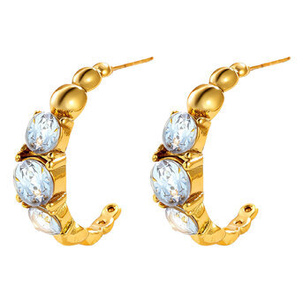 Earrings, 18K Gold Plated Steel