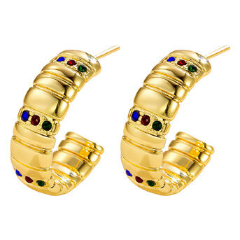 Earrings, 18K Gold Plated Steel