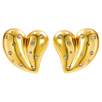 "Hearts" Earrings, 18K Gold Plated Steel