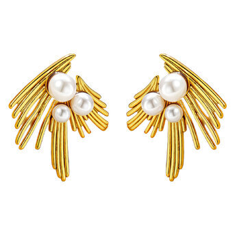 Earrings, 18K Gold Plated Steel