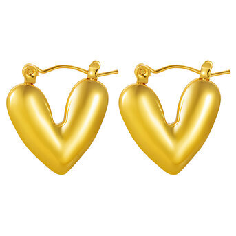 "Hearts" Earrings, 18K Gold Plated Steel