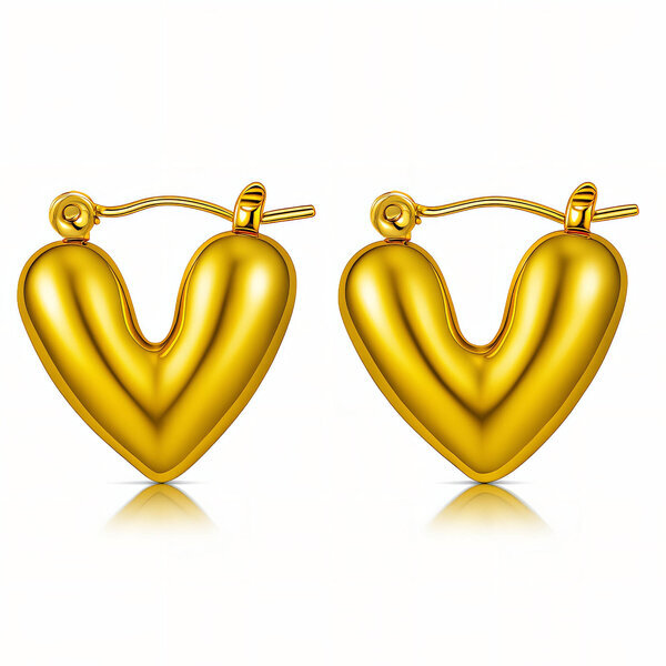 "Hearts" Earrings, 18K Gold Plated Steel