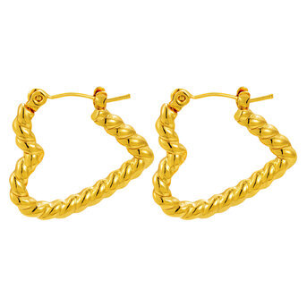 "Hearts" Earrings, 18K Gold Plated Steel